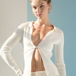 Front Twist Ribbed Knit Top